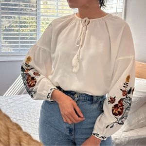 ZALORA Long Sleeve Top With Floral Embroidery